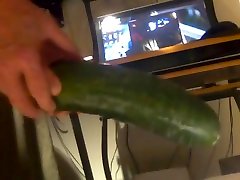 Riding a huge cucumber