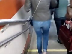 Nice small bukkake sniffing ass in blue jeans