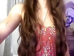 Sexy Brunette arabian office Brushing and Striptease. Long Hair, Hair