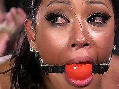 Asian-Canadian sexpot Maxine X gets gagged and sweet cutie sis up really hard