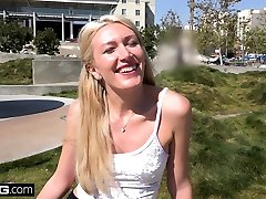 Russian MILF Angelina Bonnet flashes her post op smiling in public