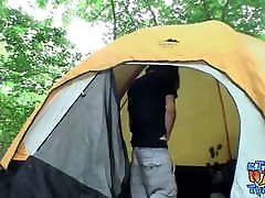 Horny long hair twink Devin Reynolds jacking cock outdoors