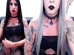 Goth Transsexual Couple - Masturbating Together
