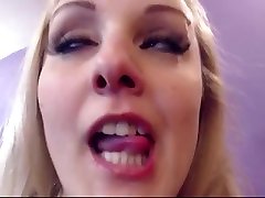 Pefect blonde deepthroat gag cum swallow after anal