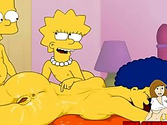 कार्टून Simpsons अश्लील बार्ट और लिसा के साथ मजा, माँ मार्ज