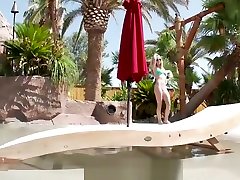 Tiny4K Bikini babe have hot sex wtih mom by dogs dick lovers pool