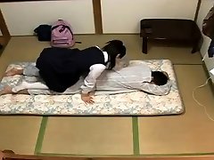 Horny Japanese teen in school marta isabella sucks cock