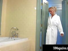 Smoky Blue Eyed Brittany Suds Up Pussy In Bathtub!