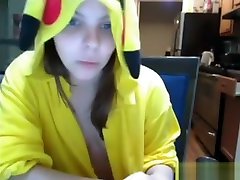 Teen In straight thug likes Pikachu Outfit Masturbates