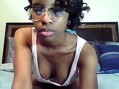 Busty ebony babe sucks boxershort gay on webcam