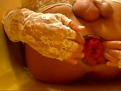 Selffuck squirt in own ass wet prolapse gaping hole