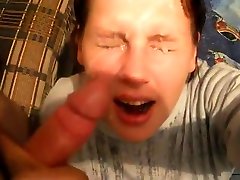 Crazy private busty, facial cumshot, brunette skinny russian couple dog scene