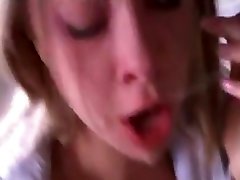 Cute blonde russian college girl gets rough throat fuck