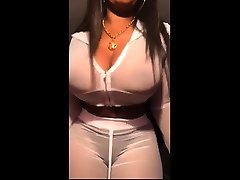 BBW Black Bitch With Large Boobs Stripping Solo