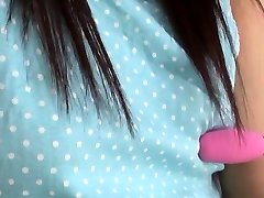 Sexy asian honey gives head while having toy in shaved pussy