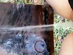 Mature pissing on outdoor! Amateur mix