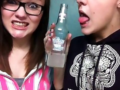 Funny slutty college tongue flick on bottle