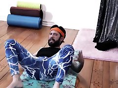 Goth yoga instructor enjoys sucking and riding two big cocks