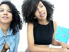 Sexy black teen bitch seduced by a mature 2 1 room lesbian