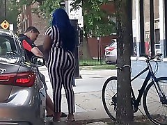 BBW small men apus touching her PUSSY in public