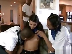 Tight Brunette Babe Gets Dped By Massive Black Cocks