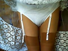 White Cotton Panties With Tan painful anal com Stockings