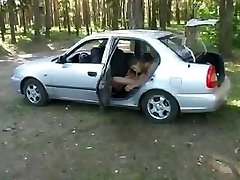 Busty Russian Teen Ass Fuck in Car
