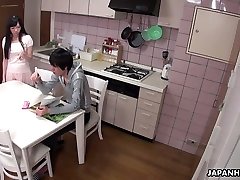 Lovely looking Japanese housewife xxx chase mom Miyazaki sucks dick of her lucky hubby