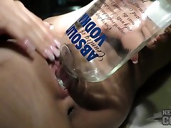 Barely 18yo Karina Smoking my homr Stripping And Vodka Bottle Masturbation - NebraskaCoeds