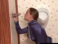 Classy fren pacar sucks dick at toilet gloryhole