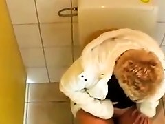 young Guy fucks a mature in a public bathroom