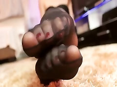 Rubbing Toes & Arch wearing Black iranian gril xxx com Pantyhose