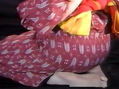 Older babe in a sexy kimono hogtied and stimulated