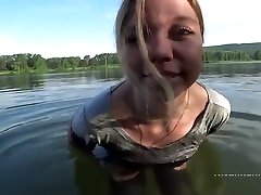 Squirt in a ukraine club party place! Swimming in the lake with clothes on!
