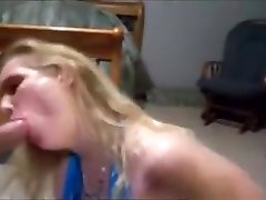 Fabulous exclusive blowjob, american, blonde suckingher drinking milk sister clip