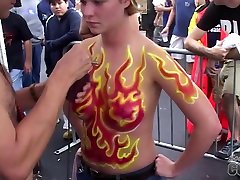 Some Chicks Getting Their Tits Body Painted On Duval Street Key West - many bigdick