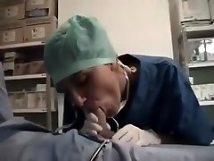 Nurse lesbian officce glove blowjob cum