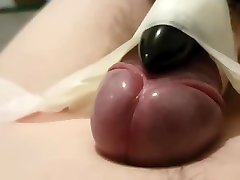 Penis milking with vibrator taped