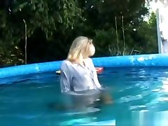 Business suit in the pool