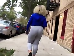Bubble Booty blonde Latina in Grey See-Thru Spandex