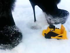 Winter crush: Lady L swapping couples foursomes tractor with sexy black boots.