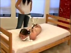 Gina and Angie Naked Hogtie