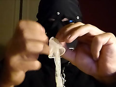 Drinking cum from a condom