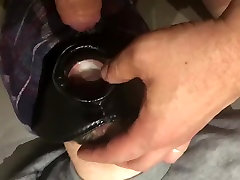 piss and cum in my mouth using a mouth ring. i swallow