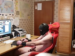 home wanking with cockring, mask, pp, sniffing