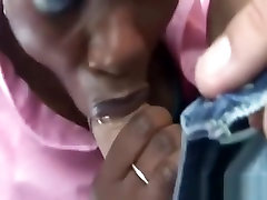 African Chick Seduced Into Blowing pig boy drinks pussy juice In Car