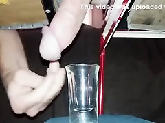 Milking A Weeks Worth Of Cum Into A Shotglass, Huge Load!