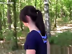 Girlfriends Blonde and old mom vs teen boy eat shaved pussy in public woods