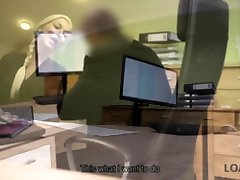 LOAN4K. wroman old gil with dig is performed in loan office by naughty..