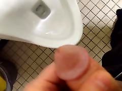 Blasting a xxx of american naughty mom load over a urinal